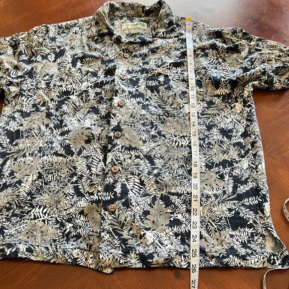 Havana Jacks Cafe Black Tropical Print Shirt Mens Size Medium Button Front - Picture 9 of 9